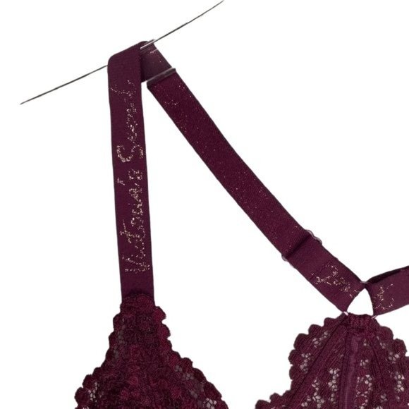 Victoria's Secret T-back Maroon Lace Bralette Size Small - Picture 9 of 12